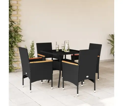 Sodo Komplektas, 5 Dalių, Juodas, Poliratanas Ir Stiklas