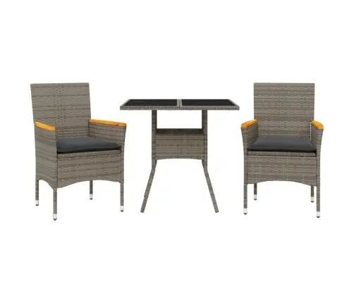 3-Daļīgs Dārza Mēbeļu Komplekts, Matrači, Pelēka Pe Rotangpalma Vidaxl