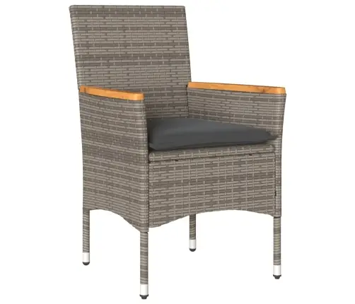 3-Daļīgs Dārza Mēbeļu Komplekts, Matrači, Pelēka Pe Rotangpalma Vidaxl