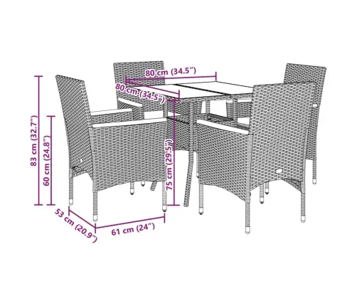 Sodo Komplektas, 5 Dalių, Smėlio, Poliratanas Ir Stiklas