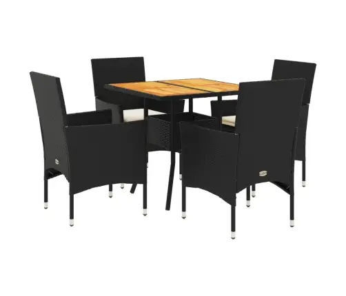 5-Osaline Aiamööbli Komplekt Patjadega Must, Pe-Rotang/Akaatsia