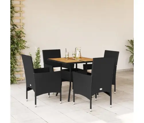 5-Osaline Aiamööbli Komplekt Patjadega Must, Pe-Rotang/Akaatsia