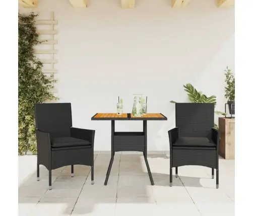 3-Daļīgs Dārza Mēbeļu Komplekts, Matrači, Melna Pe Rotangpalma Vidaxl