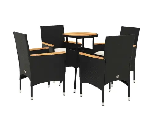 Sodo Komplektas, 5 Dalių, Juodas, Poliratanas Ir Akacija