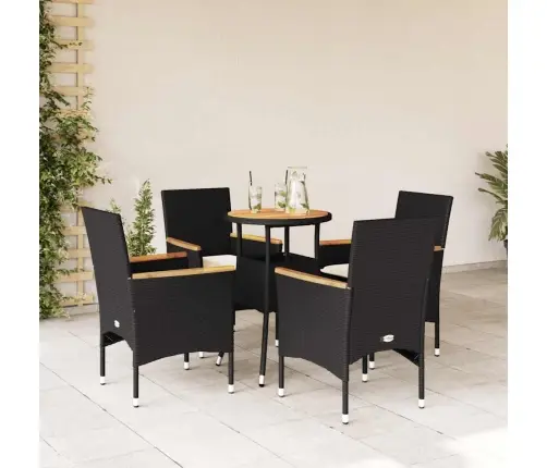 Sodo Komplektas, 5 Dalių, Juodas, Poliratanas Ir Akacija