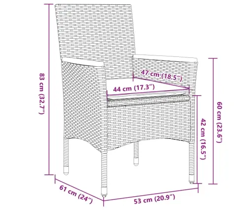 Sodo Komplektas, 3 Dalių, Pilkas, Poliratanas Ir Akacija
