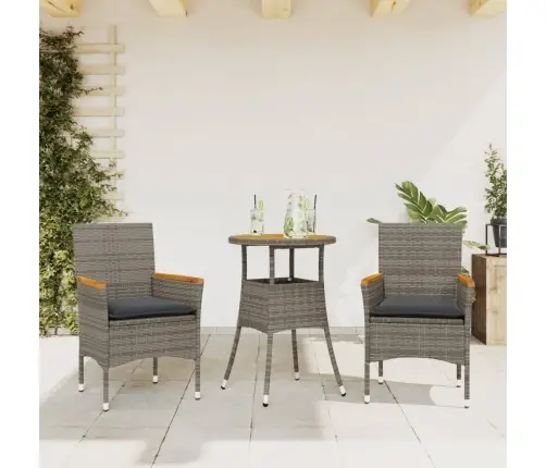 Sodo Komplektas, 3 Dalių, Pilkas, Poliratanas Ir Akacija