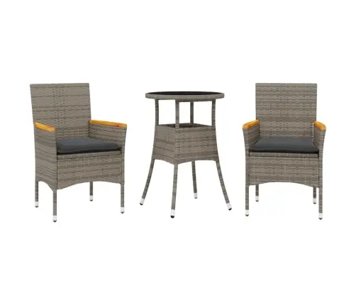 3-Daļīgs Dārza Mēbeļu Komplekts, Matrači, Pelēka Pe Rotangpalma Vidaxl
