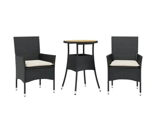 Sodo Komplektas, 3 Dalių, Juodas, Poliratanas Ir Akacija