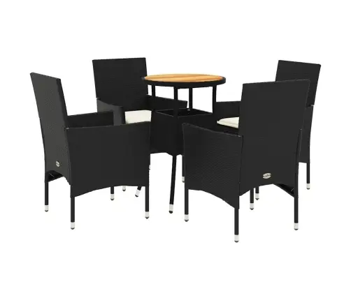 5-Osaline Aiamööbli Komplekt Patjadega Must, Pe-Rotang/Akaatsia