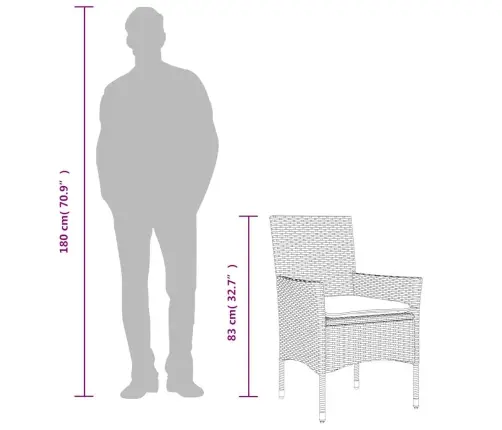 5-Osaline Aiamööbli Komplekt Patjadega Must, Pe-Rotang/Akaatsia