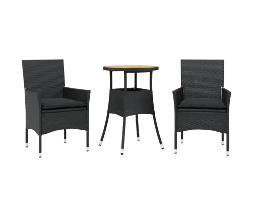 3-Daļīgs Dārza Mēbeļu Komplekts, Matrači, Melna Pe Rotangpalma Vidaxl