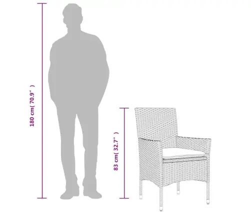 5-Daļīgs Dārza Mēbeļu Komplekts, Matrači, Melna Pe Rotangpalma Vidaxl