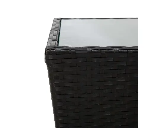 3-Daļīgs Bistro Mēbeļu Komplekts, Matrači, Melna Pe Rotangpalma Vidaxl