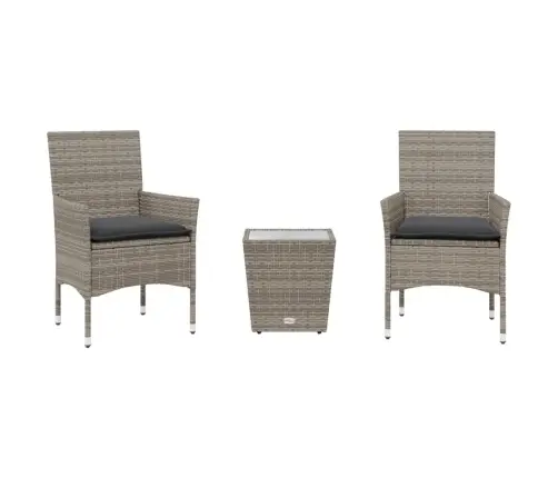 3-Osaline Bistrookomplekt Patjadega, Hall, Polürotang Ja Klaas