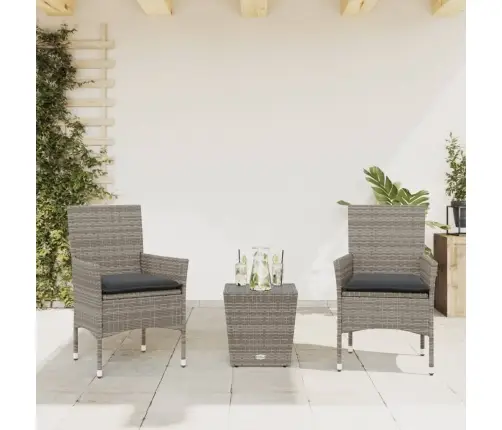 3-Osaline Bistrookomplekt Patjadega, Hall, Polürotang Ja Klaas