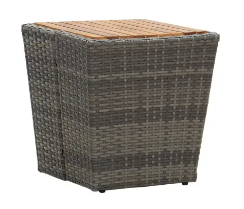 3-Daļīgs Bistro Mēbeļu Komplekts, Matrači,Pelēka Pe Rotangpalma Vidaxl