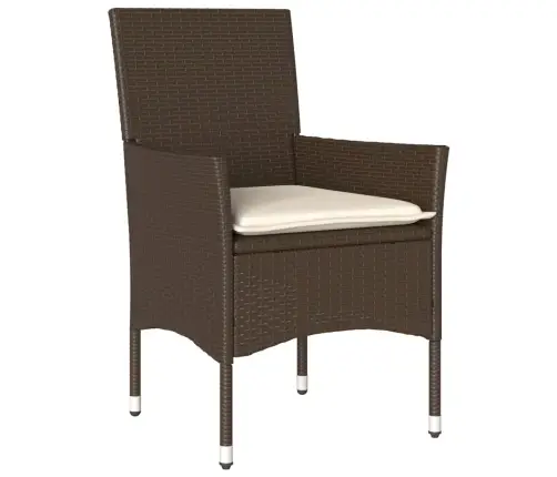 3-Daļīgs Bistro Mēbeļu Komplekts, Matrači, Brūna Pe Rotangpalma Vidaxl