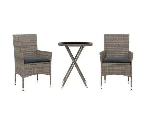 3-Osaline Bistrookomplekt Patjadega, Hall, Polürotang Ja Klaas