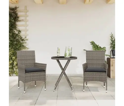 3-Osaline Bistrookomplekt Patjadega, Hall, Polürotang Ja Klaas