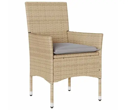 3-Osaline Bistrookomplekt Patjadega, Beež, Polürotang Ja Klaas