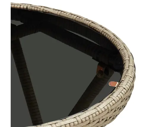 3-Osaline Bistrookomplekt Patjadega, Beež, Polürotang Ja Klaas