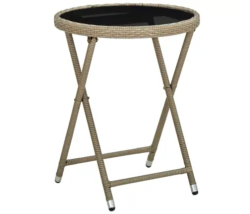 3-Daļīgs Bistro Mēbeļu Komplekts, Matrači, Bēša Pe Rotangpalma Vidaxl