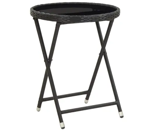 3-Daļīgs Bistro Mēbeļu Komplekts, Matrači, Melna Pe Rotangpalma Vidaxl