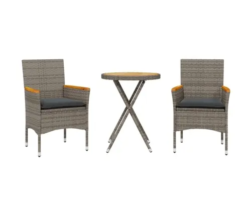 3-Osaline Bistrookomplekt Patjadega, Hall, Polürotang/Akaatsia