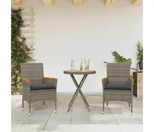 3-Osaline Bistrookomplekt Patjadega, Hall, Polürotang/Akaatsia