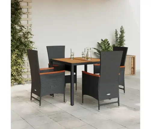 5-Daļīgs Dārza Mēbeļu Komplekts, Matrači, Melna Pe  Rotangpalma Vidaxl