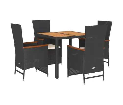 5-Osaline Aiamööbli Komplekt Patjadega, Must, Polürotang