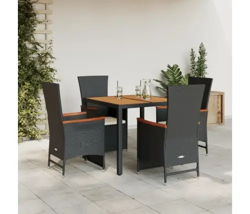 5-Osaline Aiamööbli Komplekt Patjadega, Must, Polürotang