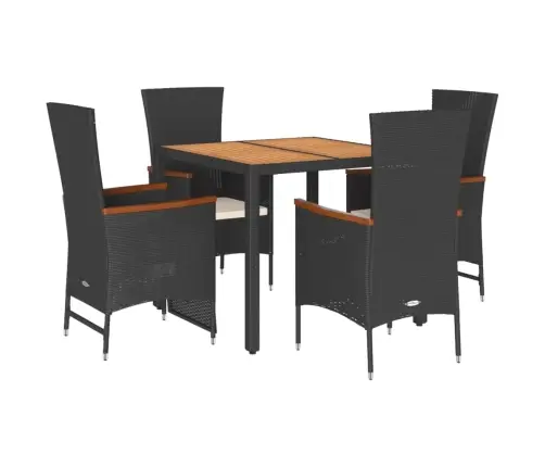 5-Osaline Aiamööbli Komplekt Patjadega, Must, Polürotang