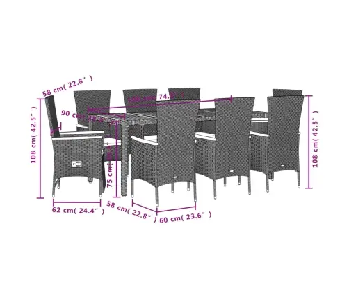 7-Daļīgs Dārza Mēbeļu Komplekts Ar Matračiem, Pe Rotangpalma Vidaxl