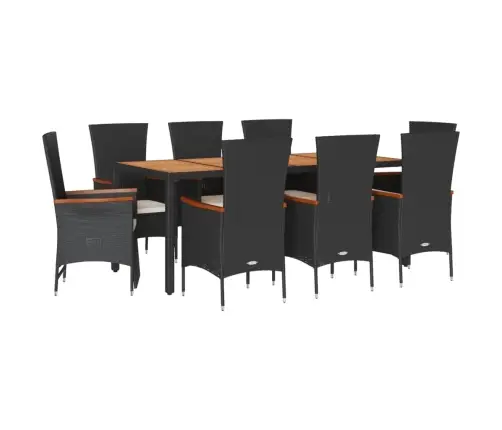 Sodo Komplektas Su Pagalvėlėmis, 9 Dalių, Juodas, Poliratanas