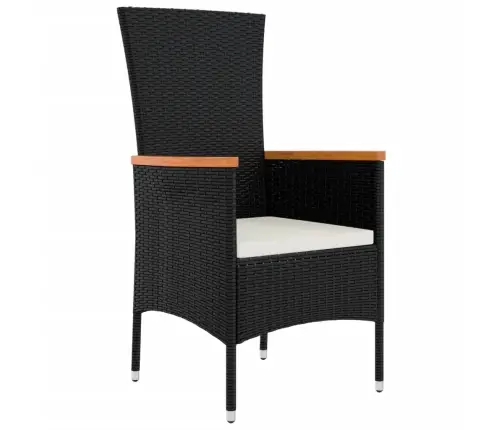 9-Osaline Aiamööbli Komplekt Patjadega, Must, Polürotang