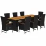 9-Osaline Aiamööbli Komplekt Patjadega, Must, Polürotang