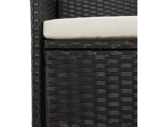 9-Daļīgs Dārza Mēbeļu Komplekts, Matrači, Melns, Pe Rotangpalma Vidaxl