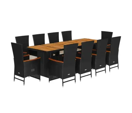 Sodo Komplektas Su Pagalvėlėmis, 11 Dalių, Juodas, Poliratanas