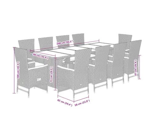 Sodo Komplektas Su Pagalvėlėmis, 11 Dalių, Juodas, Poliratanas