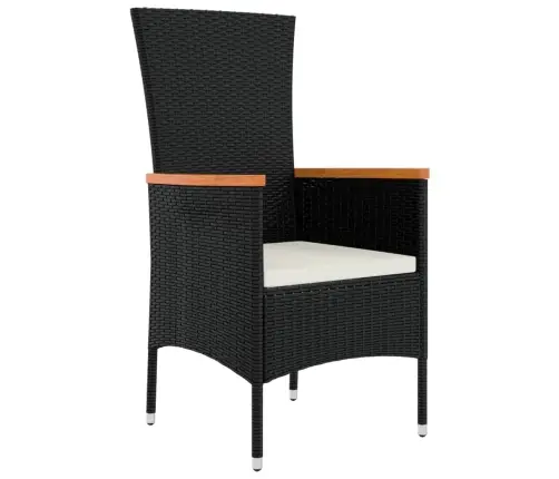 9-Osaline Aiamööbli Komplekt Patjadega, Must, Polürotang