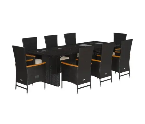 Sodo Komplektas Su Pagalvėlėmis, 9 Dalių, Juodas, Poliratanas