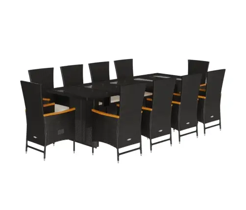 Sodo Komplektas Su Pagalvėlėmis, 11 Dalių, Juodas, Poliratanas