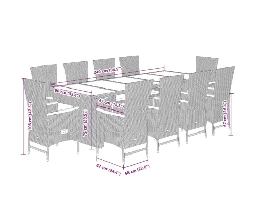 Sodo Komplektas Su Pagalvėlėmis, 11 Dalių, Juodas, Poliratanas