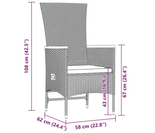 11-Daļīgs Dārza Mēbeļu Komplekts, Matrači, Melna Pe Rotangpalma Vidaxl