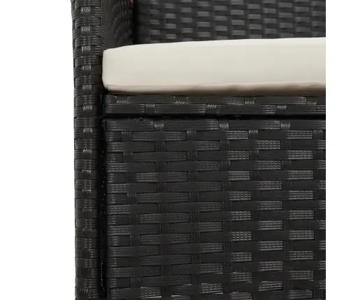 11-Osaline Aiamööbli Komplekt Patjadega, Must, Polürotang
