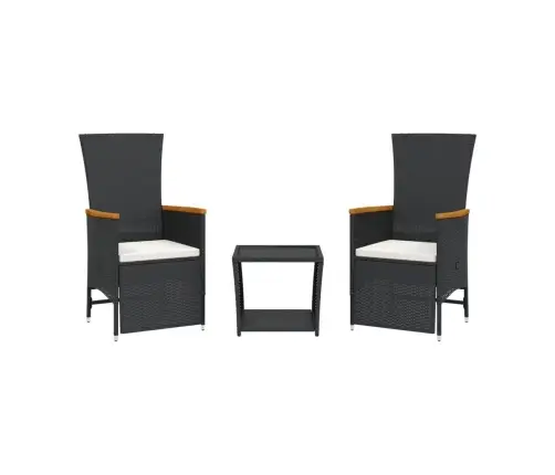 Sodo Komplektas Su Pagalvėlėmis, 3 Dalių, Juodas, Poliratanas