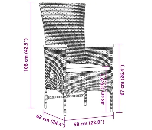 9-Osaline Aiamööbli Komplekt Patjadega, Hall, Polürotang