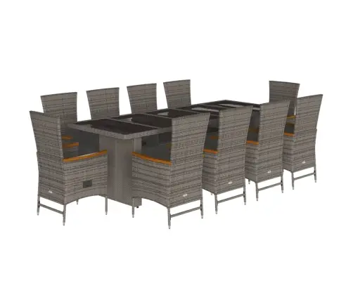 11-Daļīgs Dārza Mēbeļu Komplekts Ar Matračiem, Pe Rotangpalma Vidaxl